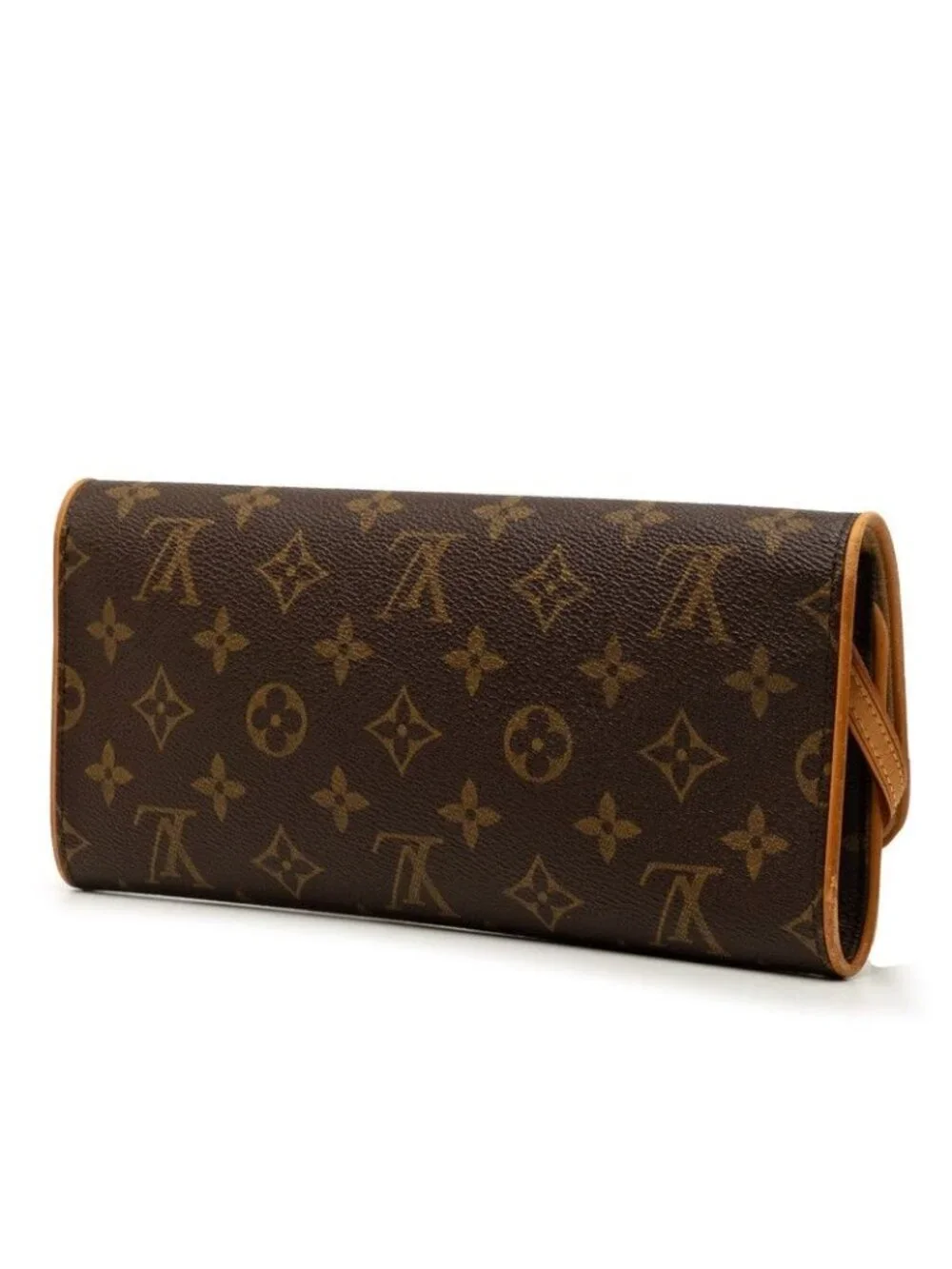Louis Vuitton Monogram Pochette Twin GM Crossbody Shoulder Bag Brown Leather